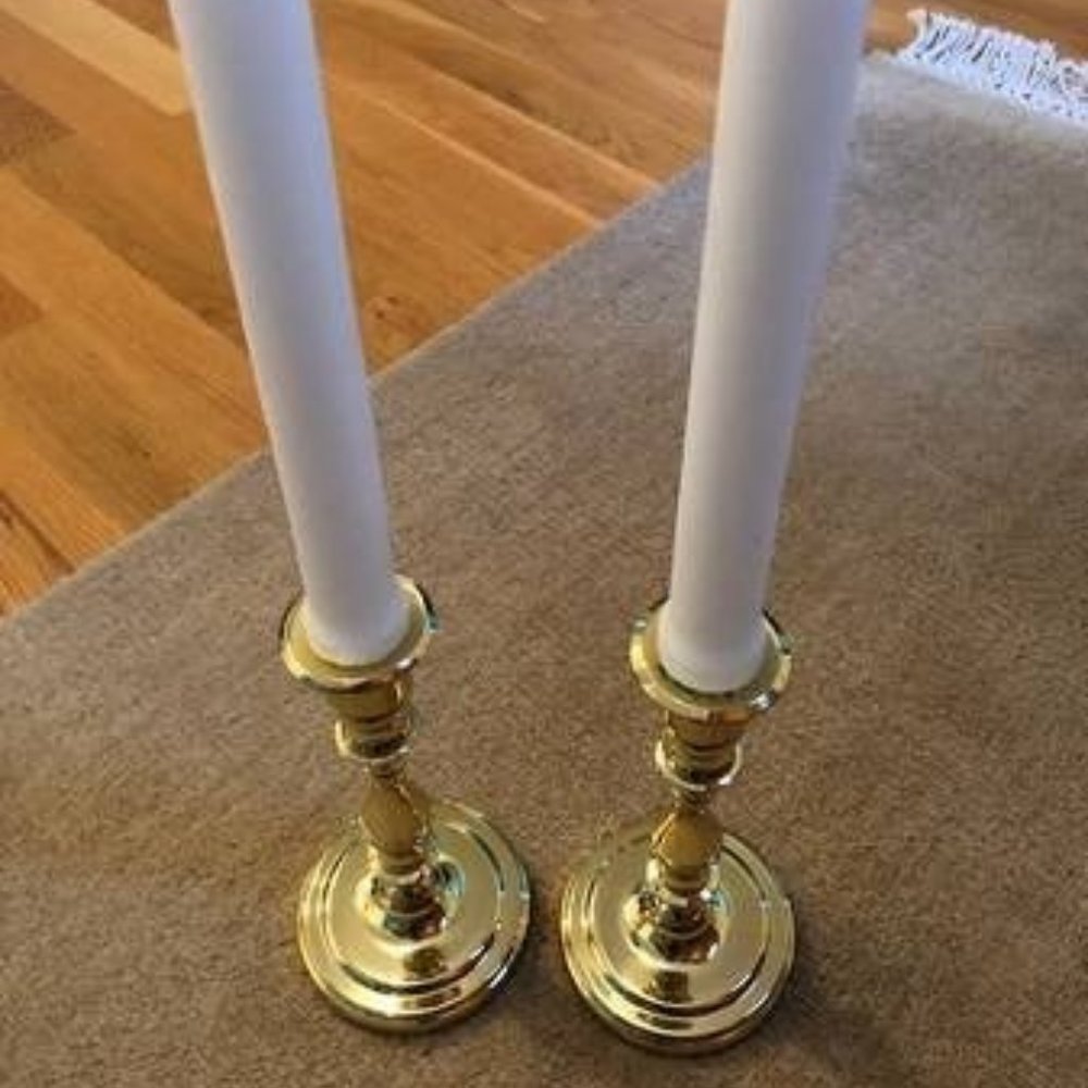 Pair of Baldwin Solid Brass Candlesticks